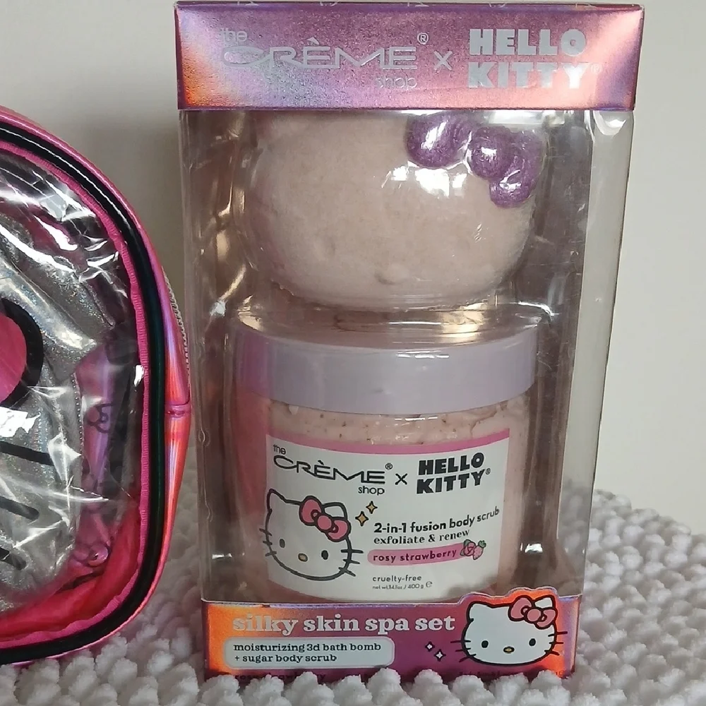 Hello Kitty Girlhoodcore Feminine Cute Cosmetic Bags and Silky Skin Spa Bundle